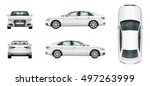 Car vector template on white background. Business sedan isolated. Vehicle branding mockup. Side, front, back, top view. All elements in the groups on separate layers.