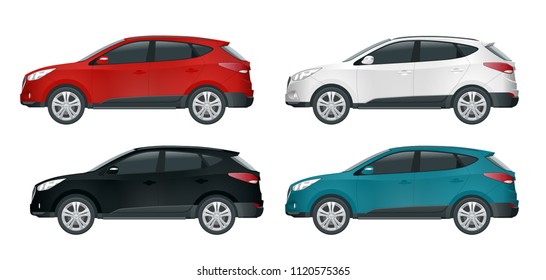 Car vector template on white background. Compact crossover, SUV, 5-door station wagon car. Template vector isolated. View side.