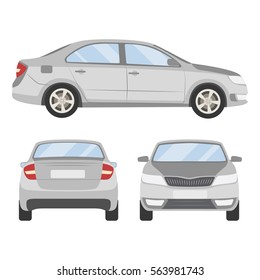 Car vector template on white background. Business sedan isolated. grey sedan flat style.