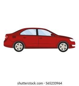 Car vector template on white background. Business sedan isolated. red sedan flat style.