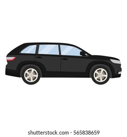 Car vector template on white background. Hatchback isolated. flat style, business design, black silver hatchback crossover car.