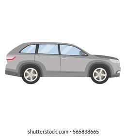Car vector template on white background. Hatchback isolated. flat style, business design, grey silver hatchback crossover car.