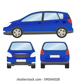 Car vector template on white background. Hatchback isolated. business design, blue hatchback car