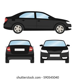 Car vector template on white background. Business sedan isolated. black sedan realistic style mock up