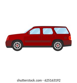 Car vector template on white background. Sport Utility Vehicle isolated. flat style, business design, red Sport Utility Vehicle crossover car in side view.