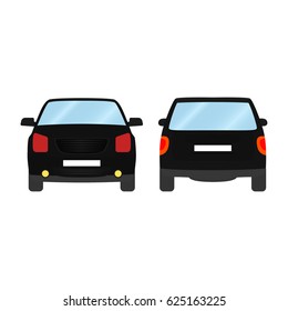 Car vector template on white background. Sport Utility Vehicle isolated. flat style, business design, black Sport Utility Vehicle crossover car in front and back view.