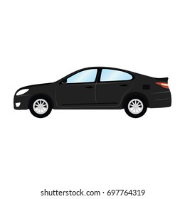Car vector template on white background. Business sedan isolated. black sedan flat style. side view