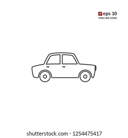 Car - vector thin line icon on white background. Symbol for web, infographics, print design and mobile UX/UI kit. Vector illustration, EPS10.