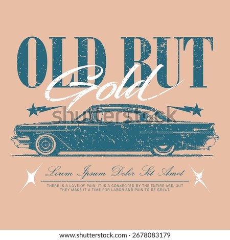 Car vector t-shirt print design. American racing. Vector vintage sport racing car, T-shirt Graphics, Vintage typography, Car print design for t shirt print, poster, sticker, background and other uses