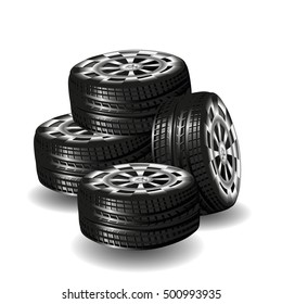 Car vector tyres  isolated on white background