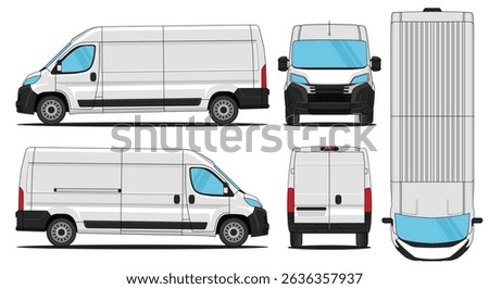 Car Vector van boxer - Van mockup car vector for branding on isolated white background. Side, Front, Rear, Top Views