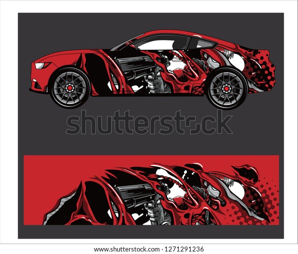 Car Vehicle Anime Graphic Kit Background Stock Vector Royalty