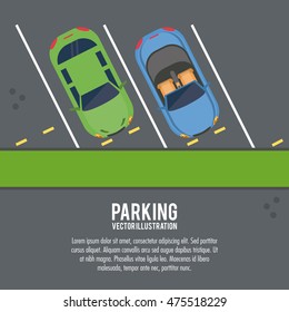 car vehicle auto parking zone park space road sign street icon. Colorful and flat design. Vector illustration