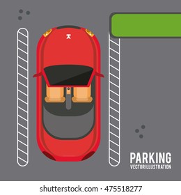 car vehicle auto parking zone park space road sign street icon. Colorful and flat design. Vector illustration