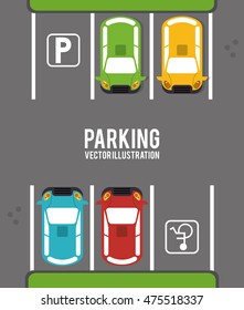 car vehicle auto parking zone park space road sign street icon. Colorful and flat design. Vector illustration