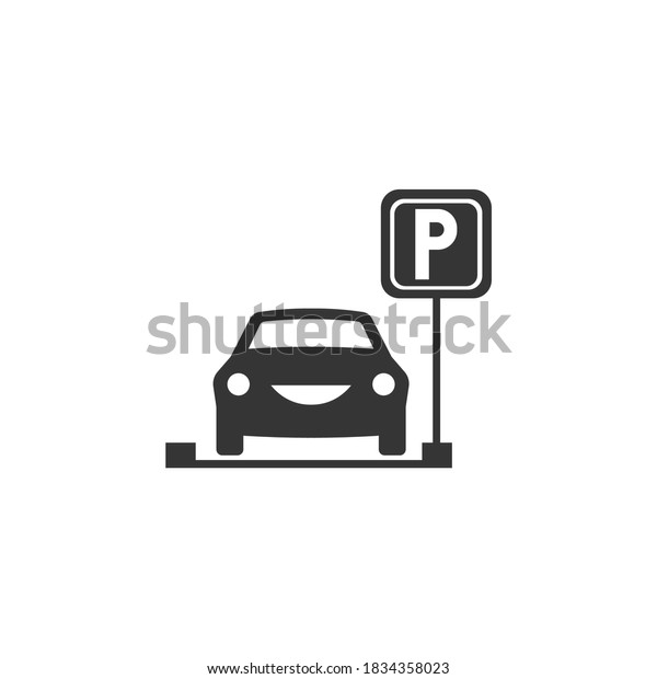 Car Vehicle Auto Parking Zone Icon Vector\
Isolated Black and White\
Graphic