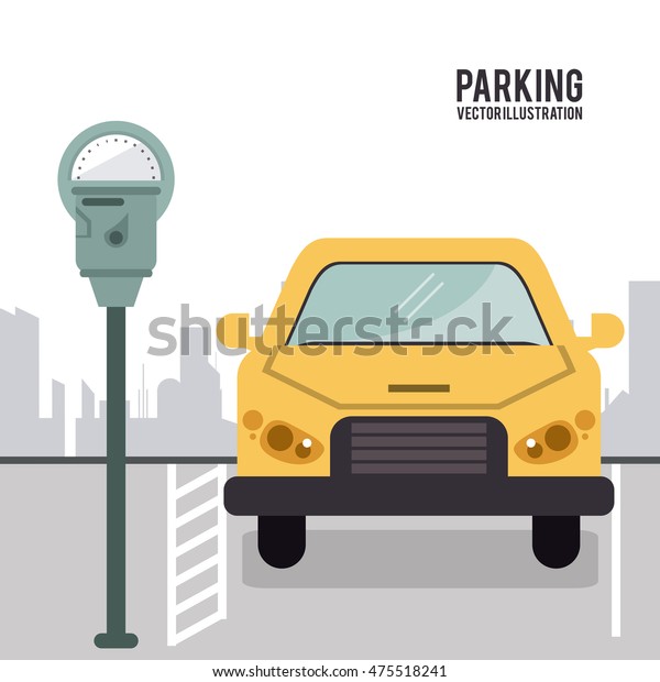 car vehicle auto payment machine parking\
zone park space road sign street icon. Colorful and flat design.\
Vector illustration