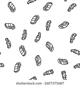 car vehicle auto transport vector seamless pattern thin line illustration