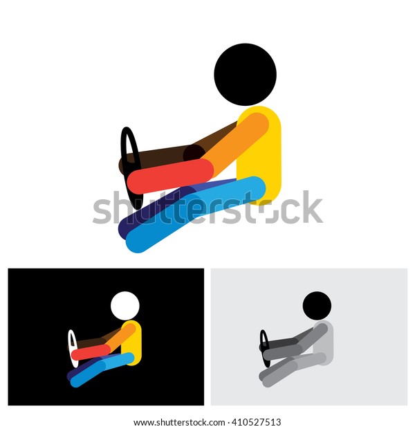 Car, vehicle or automobile driver logo\
icon or symbol - vector graphic. This logo template shows a cabbie\
icon with his hand holding the steering\
wheel