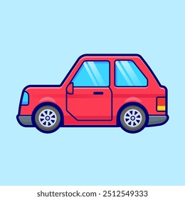 Car Vehicle Cartoon Vector Icon Illustration. Vehicle Transportation Icon Concept Isolated Premium Vector. Flat Cartoon Style