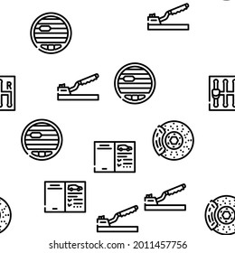 Car Vehicle Details Vector Seamless Pattern Thin Line Illustration