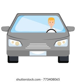 car vehicle with driver isolated icon