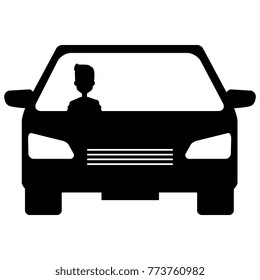 car vehicle with driver isolated icon