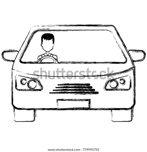 car vehicle with driver\
isolated icon
