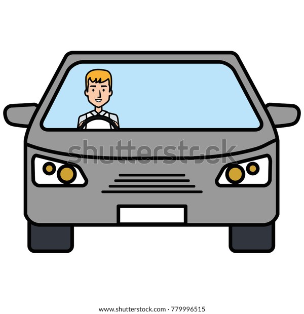 car vehicle with driver\
isolated icon