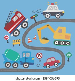 Car vehicle excavator police car fire truck