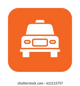 Car, vehicle flat icon, filled vector sign, colorful pictogram on rounded square button isolated on white. Taxi symbol, logo illustration. Flat design, pixel perfect