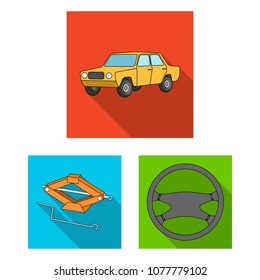 Car, vehicle flat icons in set collection for design. Car and equipment vector symbol stock web illustration.