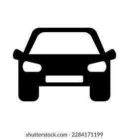 Car or vehicle front view flat icon on white background.