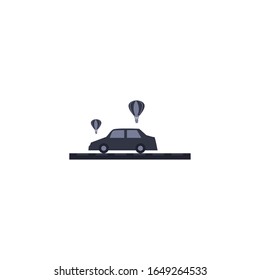 Car vehicle and hot air balloons fill style icon design, Transportation travel trip urban motor speed fast and driving theme Vector illustration