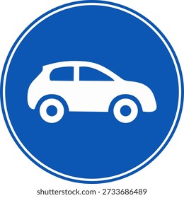 Car vehicle icon. Represents private transport and parking signage. Suitable for road and facility guidance.