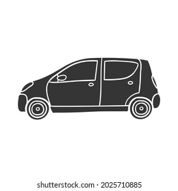 Car Vehicle Icon Silhouette Illustration. Urban Movility Vector Graphic Pictogram Symbol Clip Art. Doodle Sketch Black Sign.