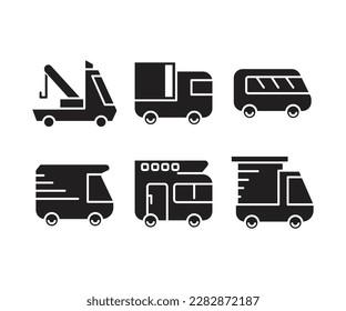 iconos de coches y vehículos conjunto ilustración vectorial