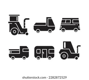 car and vehicle icons set vector illustration