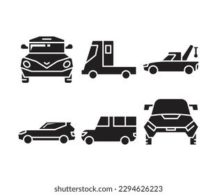 iconos de coches y vehículos conjunto ilustración vectorial