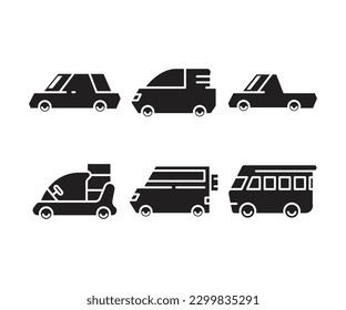 iconos de coches y vehículos conjunto ilustración vectorial