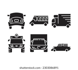 iconos de coches y vehículos conjunto ilustración vectorial