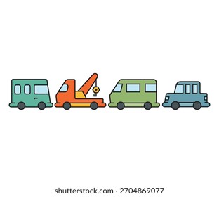 car and vehicle icons set vector