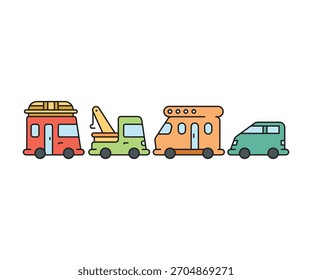 Iconos del coche y del vehículo fijados Vector