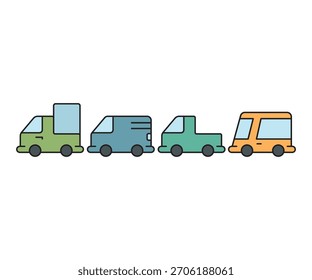 car and vehicle icons set vector