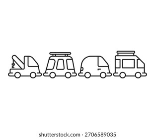 car and vehicle icons set vector