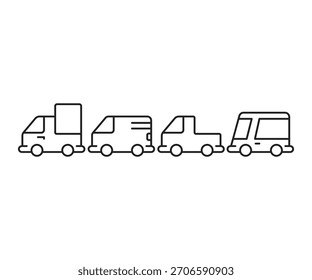 car and vehicle icons set vector