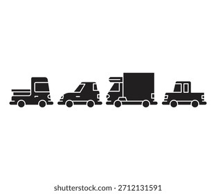 Iconos del coche y del vehículo fijados Vector