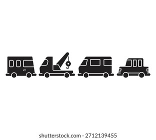 Iconos del coche y del vehículo fijados Vector