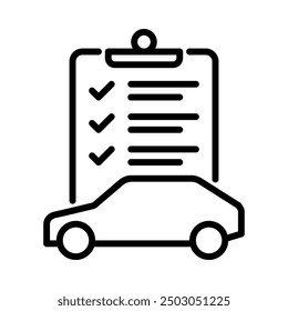 Car vehicle inspection icon. Outline style. Vector. Isolate on white background.