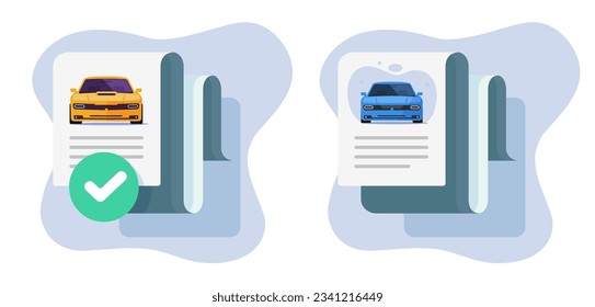 Car vehicle loan report history checkup icon vector graphic, auto registration details information, automobile inspect expertise description illustration 3d, legal verify document claim service image